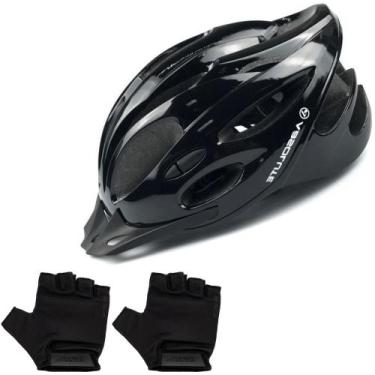 Imagem de Capacete Bike Mtb Tsw Ciclista Com Sinalizador De Led + Luvas, M  54-5