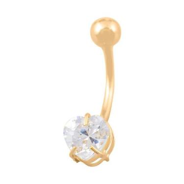 Imagem de Piercing De Umbigo De Ouro 18k Zirconia Modelo Coração - DR Joias