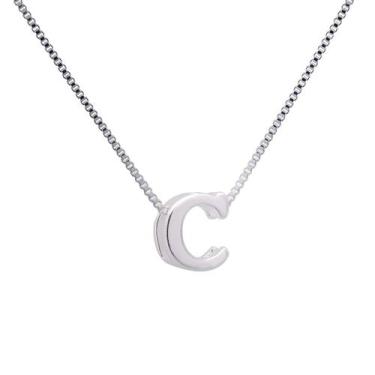 Imagem de Colar Corrente Letra Lisa Inicial Banhado Prata 925 - Papillon Semi Jó