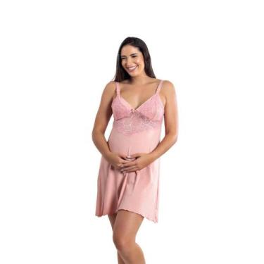 Imagem de Camisola Amamentação com Renda e Click Maternidade - Roupa De Dormir, 