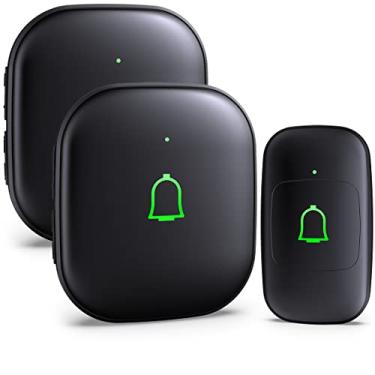 Imagem de Doorkit Campainha sem fio com 2 receptores IP66 à prova d'água 300 metros com 32 campainhas 115dB 7 níveis de volume, modo mudo e flash de LED, campainha sem fio para quarto de crianças, professores