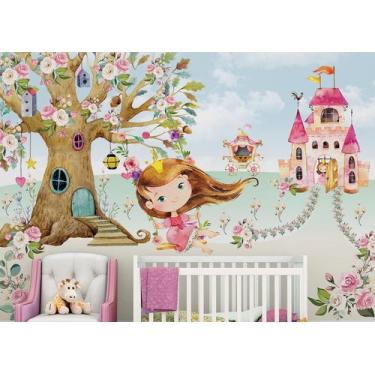 Imagem de Papel de Parede Menina Castelo Infantil Quarto Bebê Bn128 - BANNER BAN