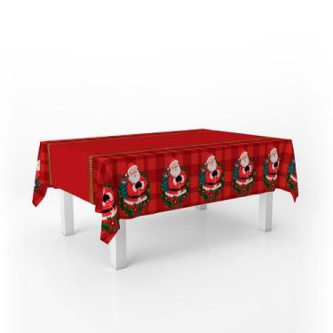 Imagem de Toalha De Mesa Natalina Xadrez Noel 250x146cm 8 Lugares - PRESENTE-BRI