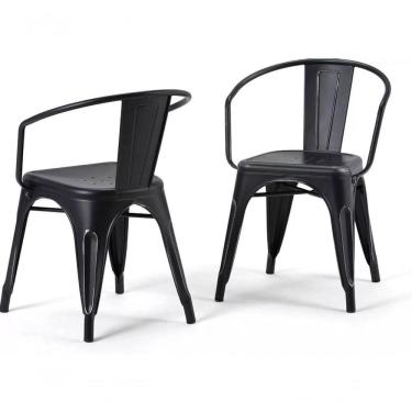 Imagem de Kit 2 Cadeiras Iron Tolix Francesinha Industrial Com Apoio De Braços Pretas