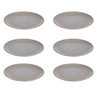 Imagem de 6 UN Prato Refeição Sustentável Redondo Durável 24cm Cinza - EVO