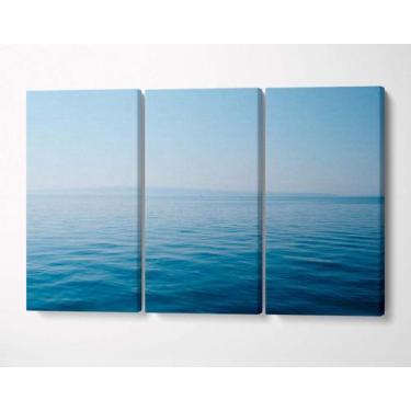 Imagem de 3 Quadros em Tecido Canvas Mar Oceano Nuvens Horizonte 02 - LindaCasaP