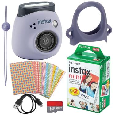 Imagem de Fujifilm Câmera digital Instax Pal, mini filmes Fujifilm 20, adesivos decorativos, aderência para câmera com USB, micro SD e tecido (azul lavanda)