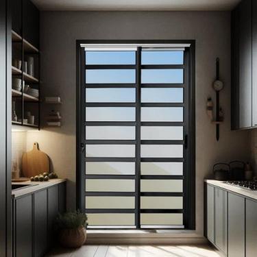 Imagem de Porta de Correr com Travessas 2 Folhas Moveis 210 X 150 Elite com Fech