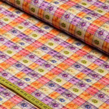 Imagem de Tecido Estampado para Patchwork - Artesania : Flores Xadrez (0,50x1,50