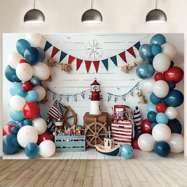 Imagem de Pano de fundo azul para veleiro de parede marinha azul, cenário de fotografia de veleiro, decoração de festa de aniversário, rede de pesca global, cenário de estúdio fotográfico para adultos e