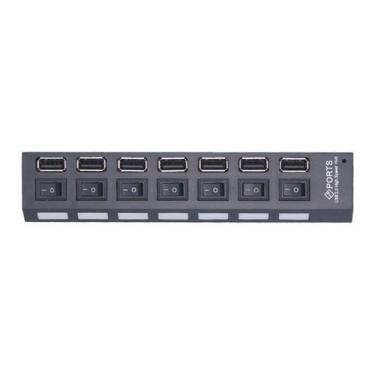 Imagem de Hub Usb 2.0 Hi-Speed 7 Portas Suporte HDD 500Gb - WV, Preto