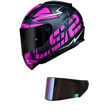 Imagem de Capacete LS2 FF353 Rapid Cromo Preto e Rosa Mais Viseira Camaleão