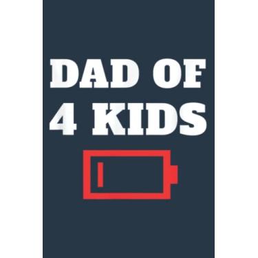 Imagem de Tired Dad Of 4 Kids Father Of Four Children Low Battery Icon: Study Notebook, 6 x 9 inches, 120 pages