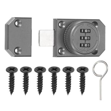 Imagem de PATIKIL Fechadura de armário combinada, liga de zinco, fechadura mecânica, sem chave, senha de 3 dígitos, trava de segurança com parafuso para armário gaveta armário cinza
