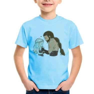 Imagem de Camiseta Infantil Khal Drogo e Daenerys Targaryen - Foca na Moda, Azul