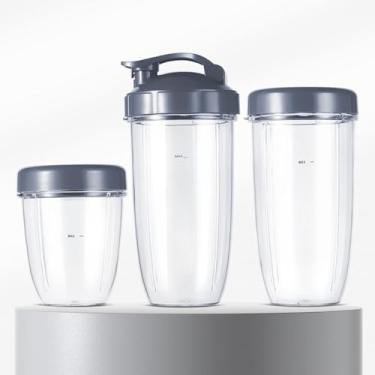 Imagem de Kit de Substituição NutriBullet: Copos 510g, 680g, 940ml com Tampas Flip-Top e Resseláveis - Compatível com Liquidificadores NutriBullet 600W e Pro