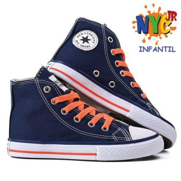 Imagem de Tenis infantil Botinha Menina Menino Nyc Shoes Star, Marinho laranja, 