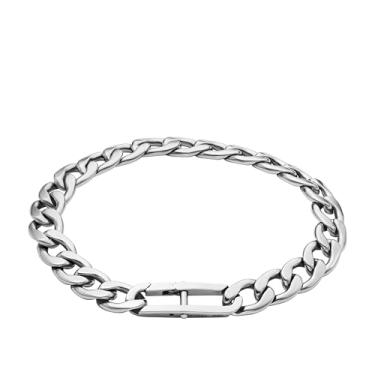 Imagem de Fossil Pulseira masculina de corrente de aço inoxidável Heritage D-Link (Modelo: JF04770040), One Size, Aço inoxidável, Sem Pedra Preciosa