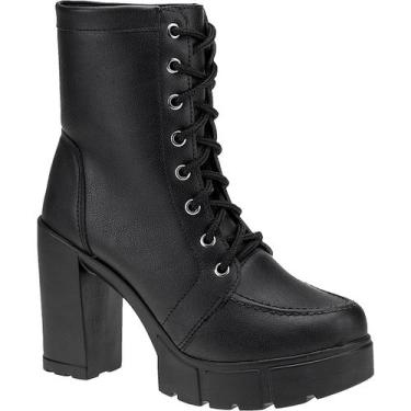 Imagem de Bota Feminina Coturno Tratorada Salto Alto Confortável - LAZZLU, Preto