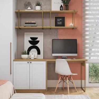 Imagem de Escrivaninha com Cômoda 2 Portas e Nicho Suspenso 100% MDF - GenialFle