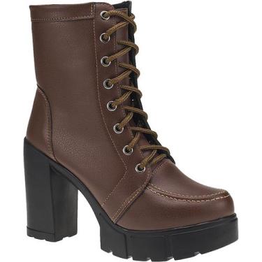 Imagem de Bota Feminina Coturno Tratorada Salto Alto Confortável - LAZZLU, Caram