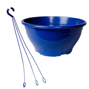 Imagem de kit 15 vasos cuia tamanho 21 de 2 litros + 15 hastes para pendurar plantas pendentes samambaias e suculentas (AZUL ESCURO)