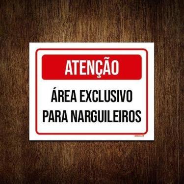 Imagem de Kit 10 Placa Sinalização Atenção Área Exclusivo Narguileiros - Sinaliz
