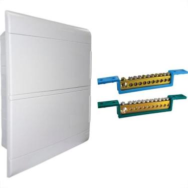 Imagem de Centrinho Steck Pvc Embutir Branco Para 24 Disjuntores Din Com Barrame
