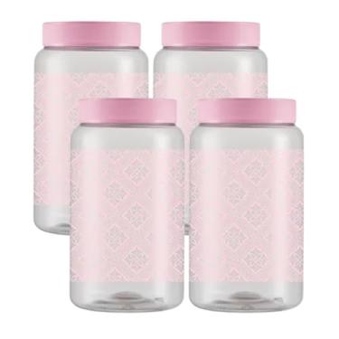 Imagem de 4 Pote Plástico Porta Mantimentos Multiuso Persa 1,45lt (Rosa)