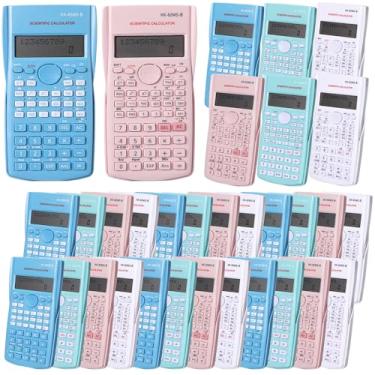 Imagem de Wovnet 32 peças, 2 linhas, LCD, engenharia, calculadora científica, função de exibição, calculadora matemática, ideal para escola, escritório, negócios, rosa, azul, verde, branco