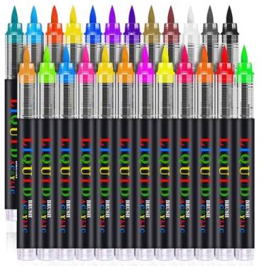 Imagem de Canetas de tinta acrílica, 24 cores, canetas permanentes de arte acrílica para rocha, tela, madeira, vidro, tecido, pintura, caneta de colorir