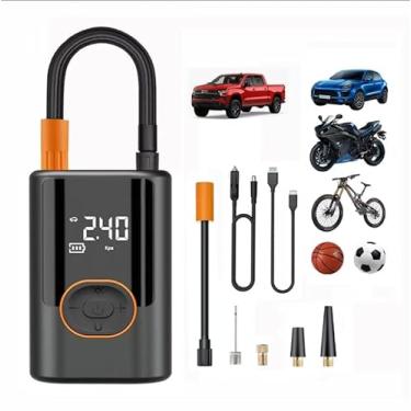 Imagem de Compressor de ar portátil com inflador de pneu de 150PSI e medidor de pressão de pneu integrado - Bomba de ar eficiente e versátil para veículos, motocicletas, pneus de bicicleta e equipamentos