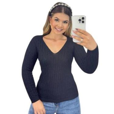 Imagem de Blusa Feminino FMF Suéter de Tricô Manga Longa Cor:;Tamanho:Único-Feminino