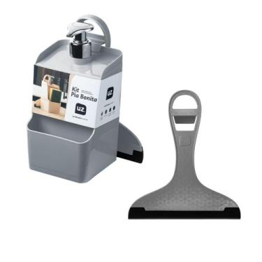 Imagem de Porta Detergente Dispenser Bucha Rodinho Kit Pia Cozinha Uz, Cinza