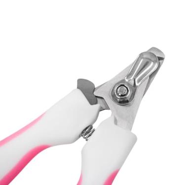 Imagem de Alicate Cortador de Unhas para Pets com Lixa, 15cm, Aço Inoxidável, Rosa e Branco
