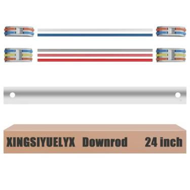 Imagem de XINGSIYUELYX Haste De Fixação Para Ventilador Teto 24", 【1 Diâmetro Externo】 Branco Fosco Estendido, Incluindo 4 Conectores Fio E 5 Fios Extensão (Sem Rosca)