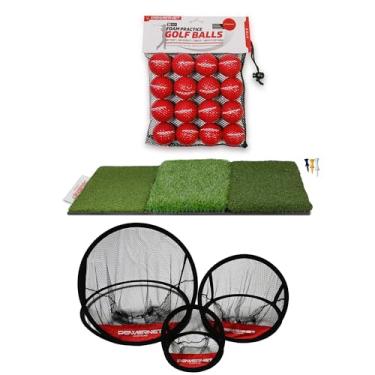Imagem de PowerNet Pacote Ultimate Chipping, 3 Redes De Golfe E 16 Bolas Treino, Tapete Grama Tri-Turf, Auxiliar Treinamento, Rebatidas Portátil Com Alvos Espuma