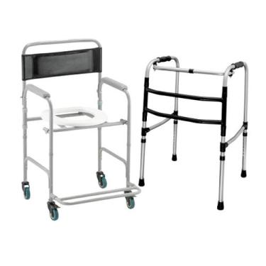 Imagem de Cadeira de Banho E Andador Articulado Kit de Mobilidade Completo para 