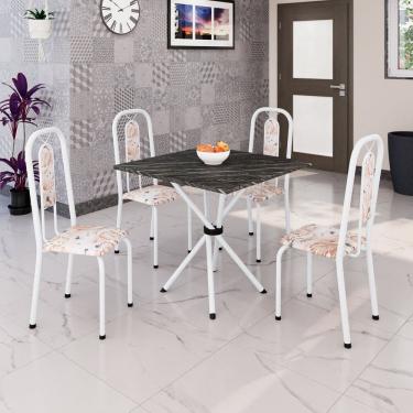 Imagem de Conjunto Sala de Jantar com 4 Cadeiras Lívia Bege / Branco