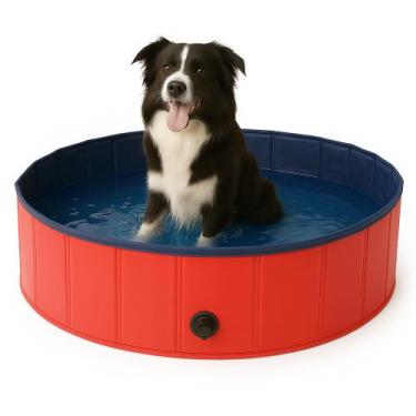 Imagem de Piscina para Cachorro Resistente Dobrável Portátil Vermelho - Petting 