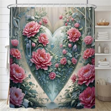 Imagem de Cortina de chuveiro de flores, cortina de chuveiro floral, flores e plantas, cortinas de banheiro, casa, SK5127, L90 x A180 cm, 35 x 70 pol.