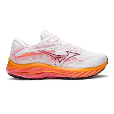 Imagem de Tênis Mizuno Wave Rider 27 Feminino, 39, Branco, Laranja