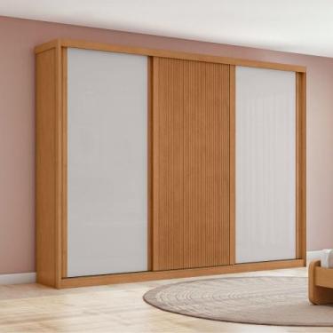 Imagem de Guarda Roupa Casal Flex Ripado 3 Portas de Correr MDF Ollie Lopas, Ame