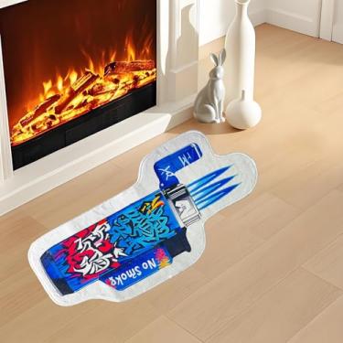 Imagem de Tapete de isqueiro azul para quarto, sala de estar, grafite colorido, caxemira, antiderrapante, tapete de banheiro antiderrapante, decoração de casa (69,8 x 38 cm)