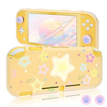 Imagem de DLseego Capa protetora adequada para console Switch Lite 2019, capa macia de TPU antiderrapante com absorção de choque, capa protetora para jogos de estrelas, acessórios com 2 peças fofas de gato e