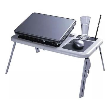 Imagem de Mesa para Notebook com 2 Coolers USB e Sensor Touch - Suporte Ergonômico, Portátil e Ajustável - Ideal para Trabalhar no Sofá, Cama ou Escritório