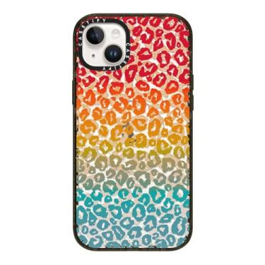 Imagem de CASETiFY Capa Impact para iPhone 14 Plus [proteção contra quedas de grau militar de 2,5 m 4X/compatível com Magsafe] - Cheetah atrevida vibrante arco-íris - preto transparente