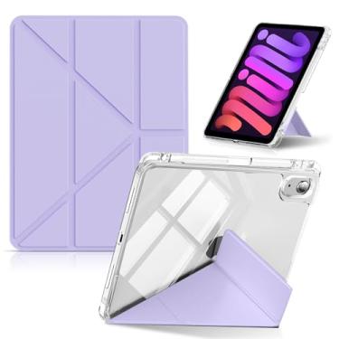 Imagem de CeiLarv Capa protetora para iPad mini A17 Pro 2024/iPad mini A15 2021 8,3 polegadas capa traseira rígida transparente para iPad mini 7ª geração/mini 6ª geração de lápis de armazenamento - roxa