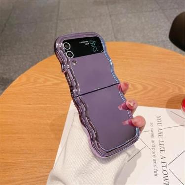 Imagem de Capa para Samsung Zflip6 com borda ondulada galvanizada a laser e capa de lente fina à prova de choque (para Samsung Zflip6/roxa)