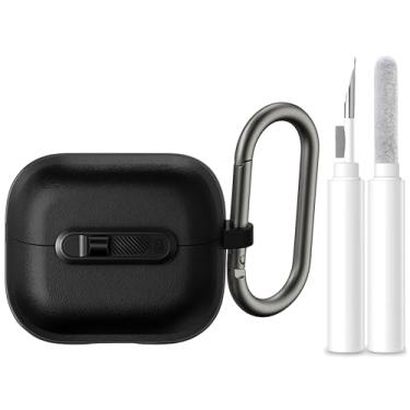 Imagem de Capa para Samsung Galaxy Buds3 Pro e Buds 3 (2024) Capa com kit de trava e limpeza, resistente a choques, proteção total à prova de choque (preto fosco)